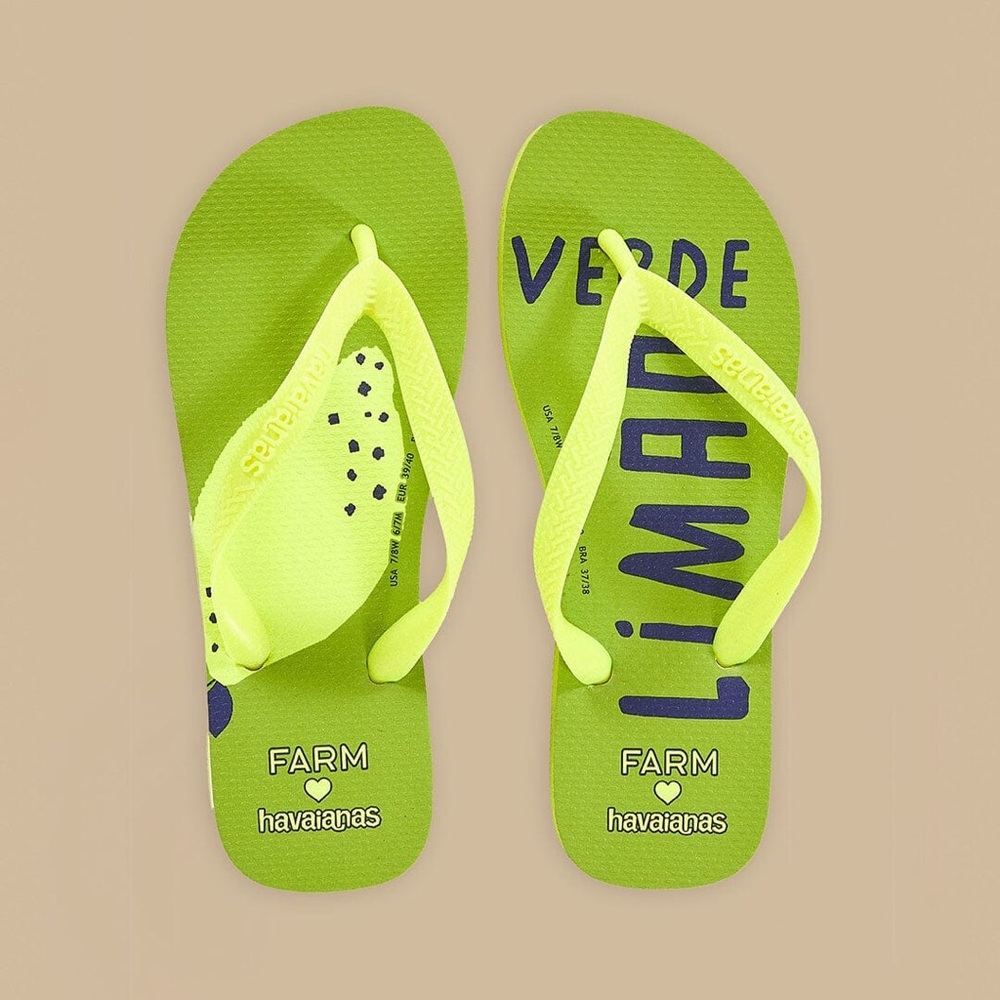 Havaianas Farm Rio Lime Flip Flops Sz 7/8